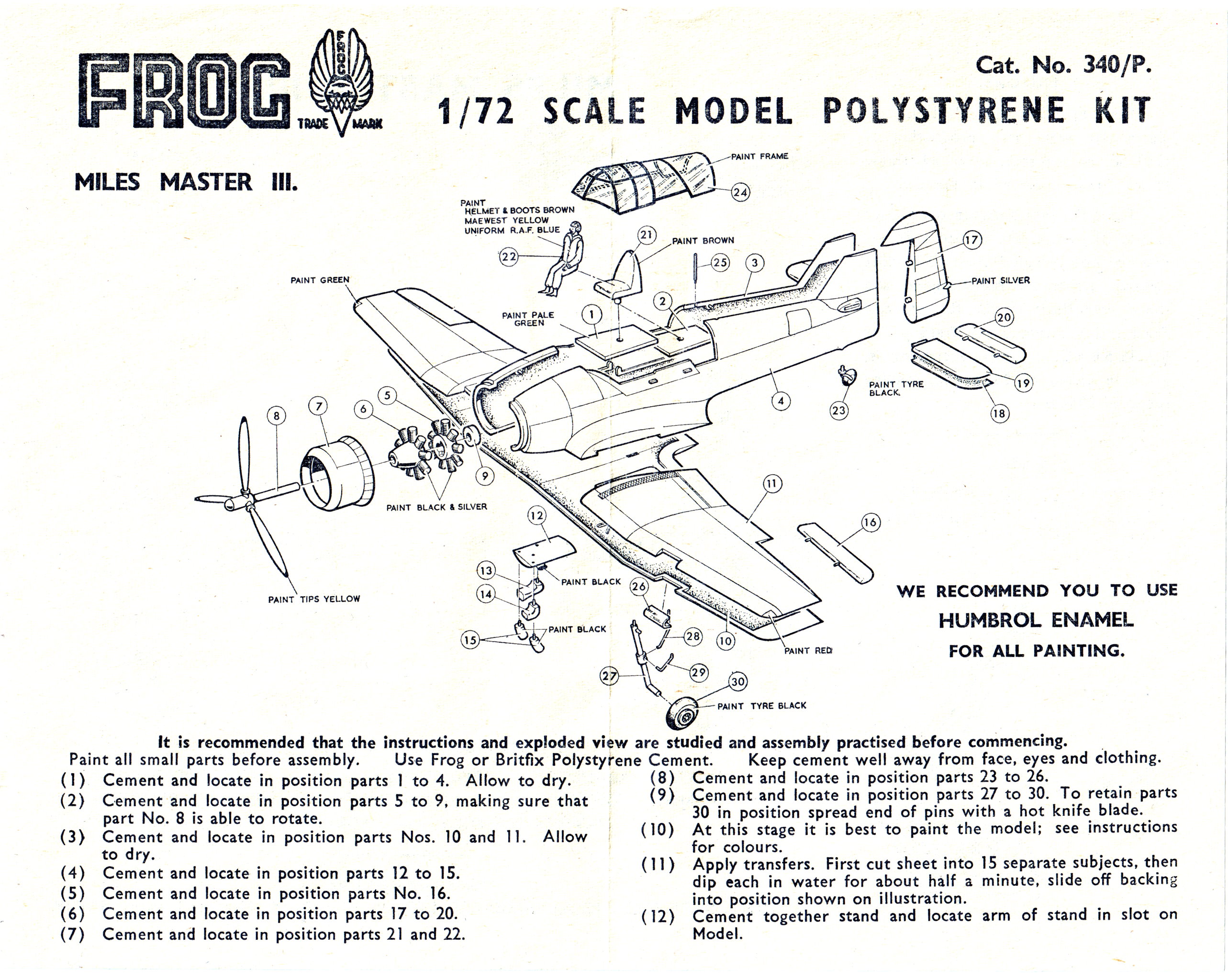 Инструкция по сборке FROG 340P Miles Master, 1963